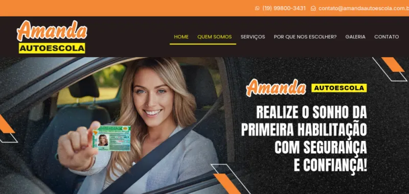 Site da Amanda Autoescola desenvolvido pela CS Projetos