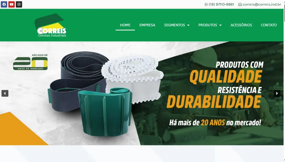 Site da Correis Correias desenvolvido pela CS Projetos