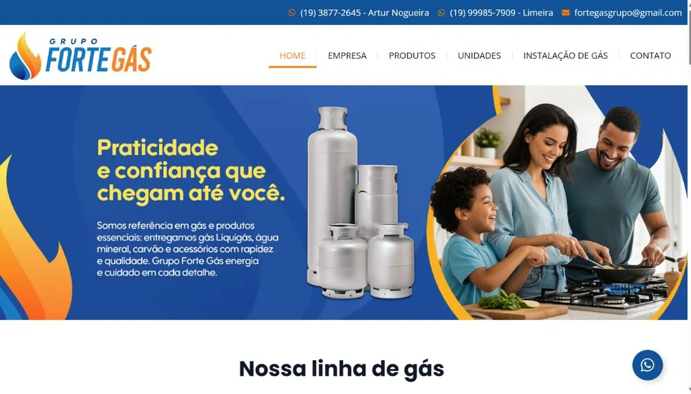 Site do Grupo Forte Gás desenvolvido pela CS Projetos
