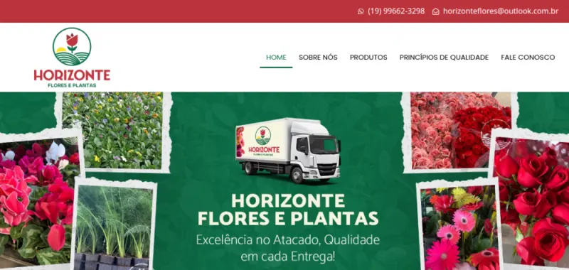 Site da Horizonte Flores e Plantas desenvolvido pela CS Projetos
