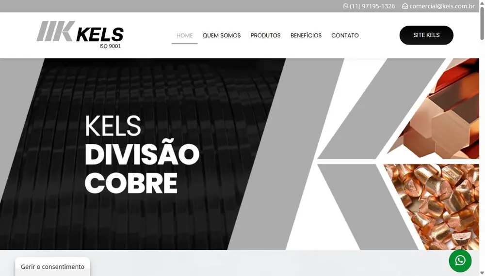 Site da KELS Divisão Cobre desenvolvido pela CS Projetos