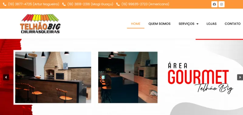 Site do Telhão Big Churrasqueiras desenvolvido pela CS Projetos
