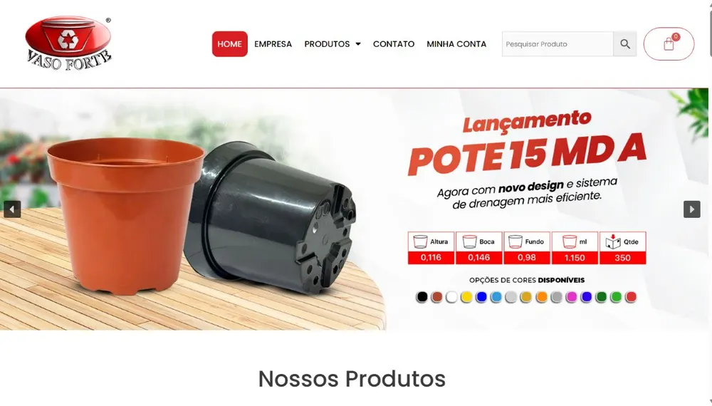 Site da Vaso Forte desenvolvido pela CS Projetos